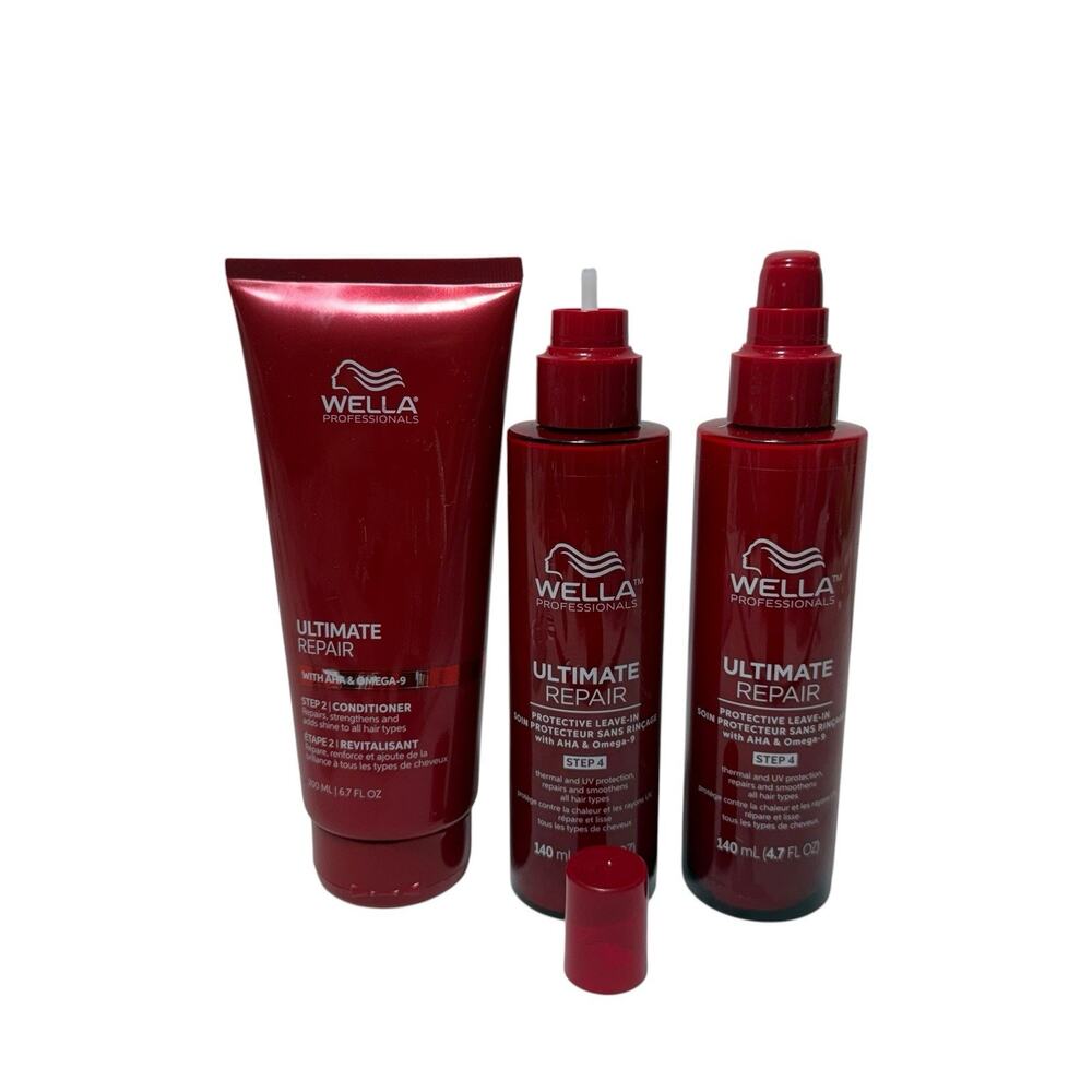 Wella Ultimate Repair Leave In Treatment 140ml 4.7oz X 2 & 1 Conditioner READ